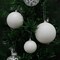 4E's Novelty White Snowball Ornaments Set of 12, Large 3.15" Iridescent Shatterproof Glitter Balls for Christmas Tree, Winter Decor, Pre-Strung White Holiday Ornaments